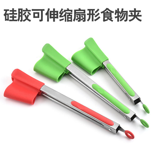 Food tongs, barbecue tongs, food tongs, bread tongs, barbecue and frying spatula, two-in-one silicone salad buffet